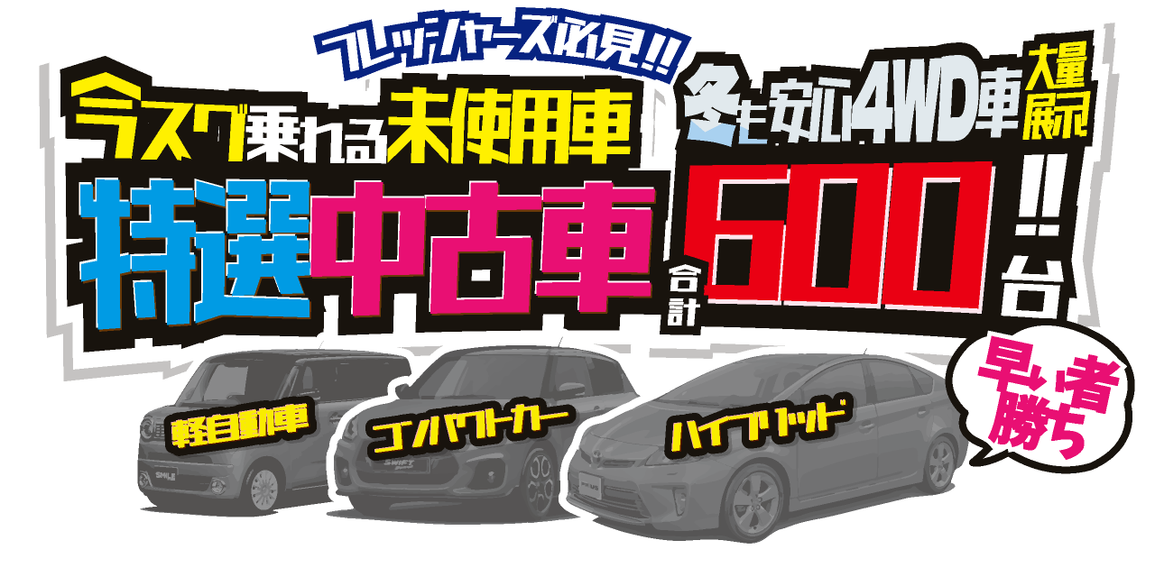 特選中古車600台 大量展示